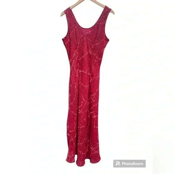 Red maxi dress tank style sleeveless lined sz 14 lined - Picture 1 of 11